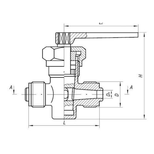 Бронзовый кран 3-ходовой штуцерный сальниковый с Т-образной пробкой 10x25 мм 536-3М.287 (ИТШЛ.491741.005)